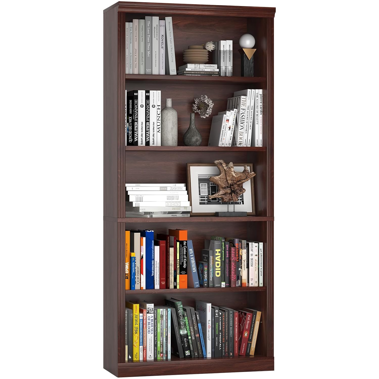 Office X Furniture - 5-Tier Wood Bookcase with Open Storage