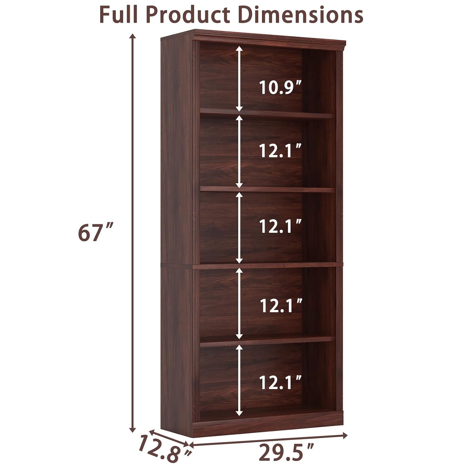 5-Tier Wood Bookcase with Open - огляд і ціна Office X Furniture